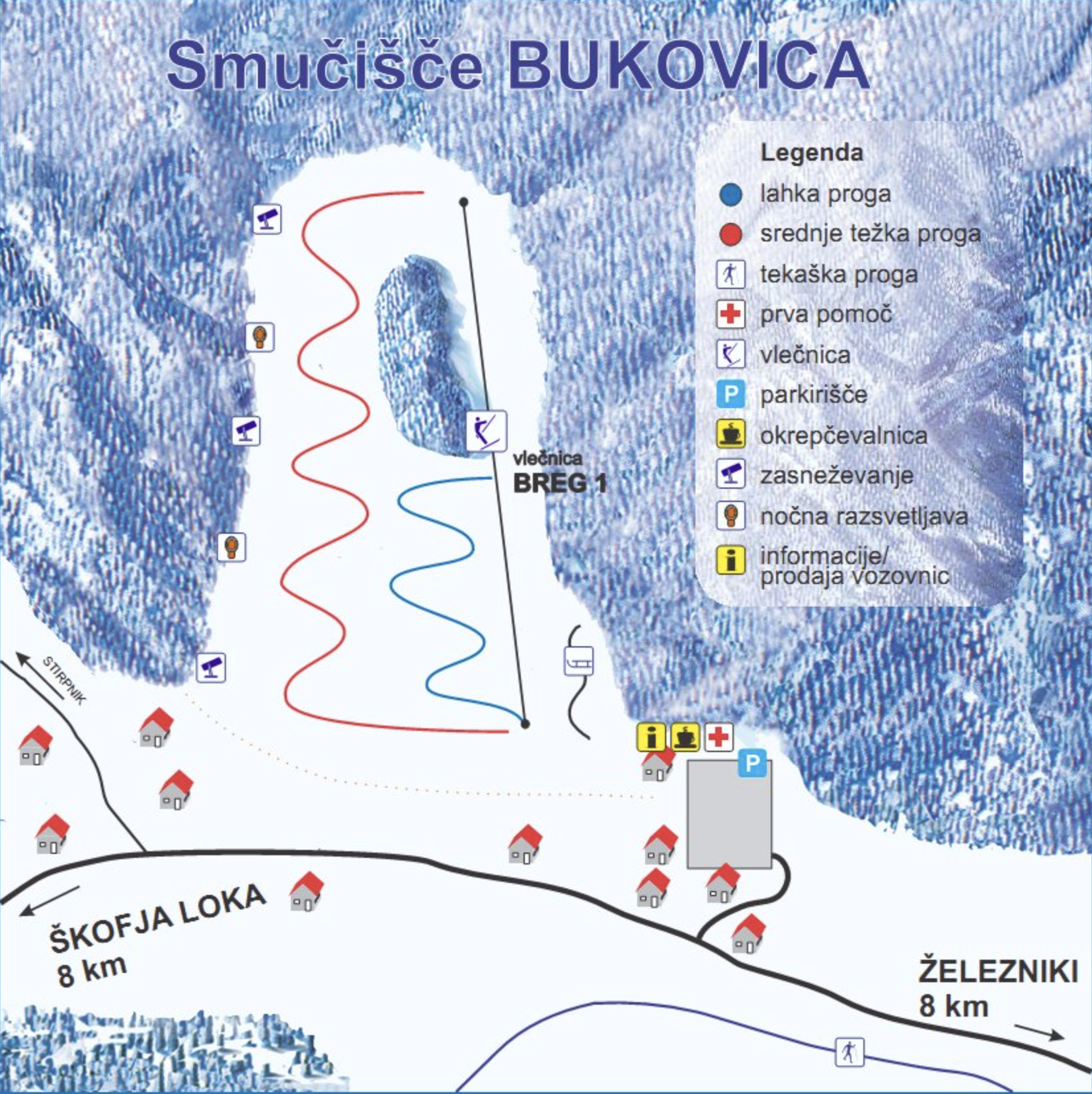 Panorama oz. zemljevid smučišča Bukovica.
